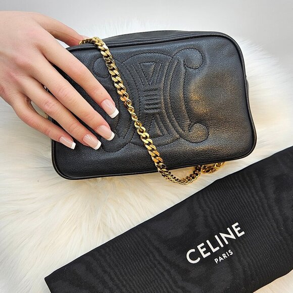 Céline Embroidered Triomphe Leather Crossbody Bag - Picture 1 of 17